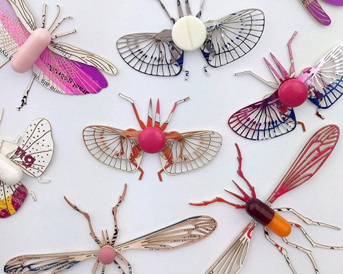 intricate paper insects delivering prescription drugs by merel slootheer