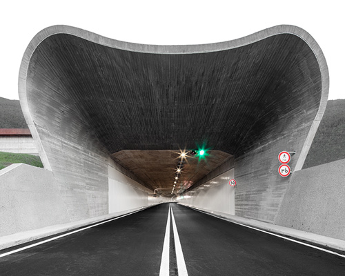 modus architects' ring road project in south tyrol includes sculptural concrete portals