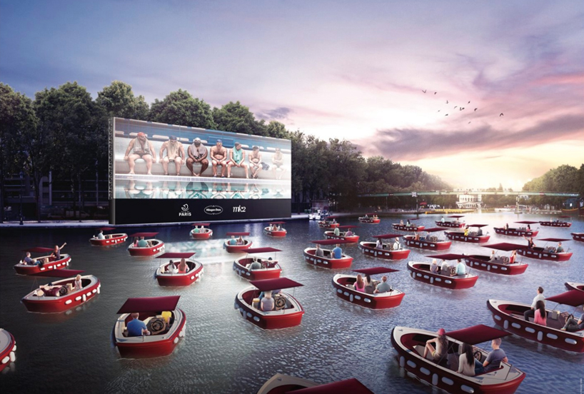 paris launches floating cinema with 38 socially-distant electric boats