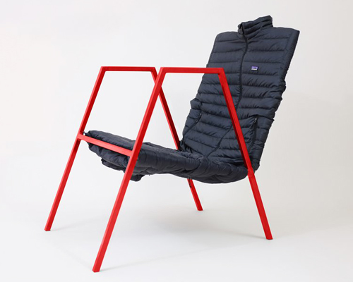 'puffer lounge' reinterprets the eames office chair using a patagonia jacket