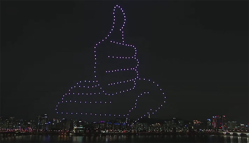 in south korea, drones illuminate the sky with messages of hope