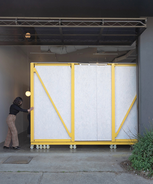 studio edwards inserts adaptive yellow-framed work pods into sackville studio, melbourne