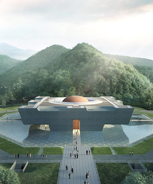 UAD designs 'da yu memorial hall' amid the lush mountains of shaoxing, china