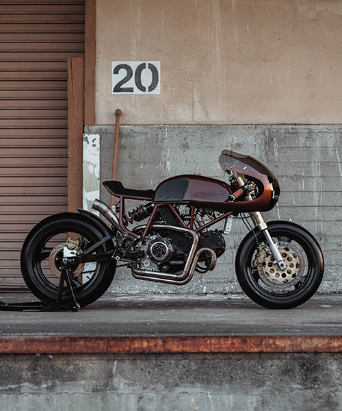 upcycle motor garage molds ducati 900 SS into copper-colored custom