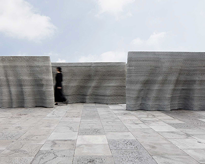 seoul-based studio SWNA 3D prints concrete to fabricate 'the curtained wall'