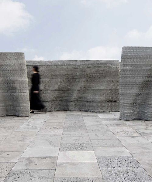 seoul-based studio SWNA 3D prints concrete to fabricate 'the curtained wall'