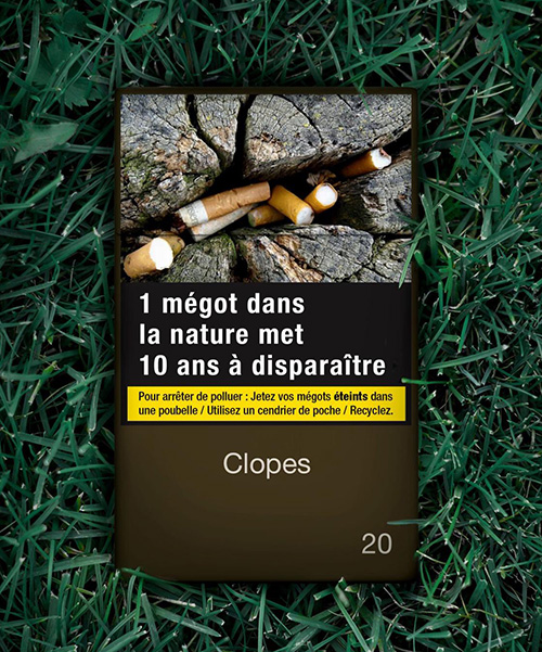 this campaign changes images on cigarette packs to raise awareness on butts pollution