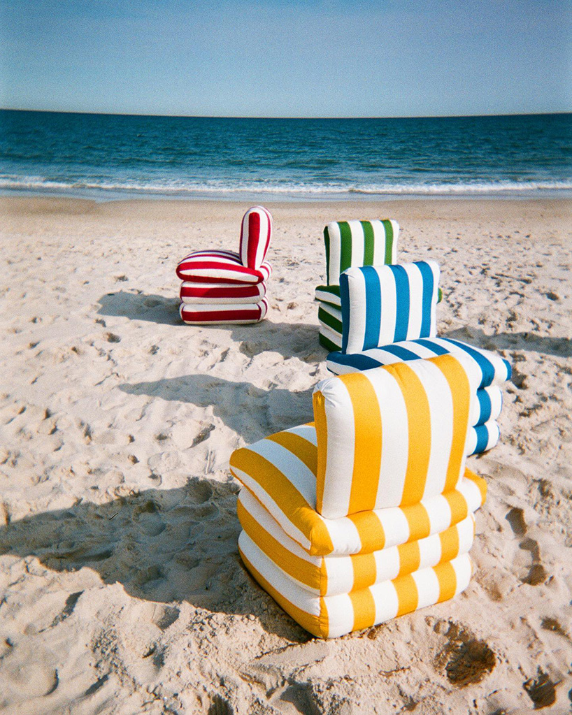 the pillow chair by ash NYC evokes the summertime mood of the italian