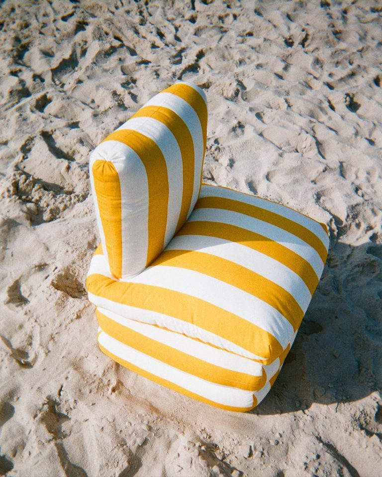 the pillow chair by ash NYC evokes the summertime mood of the italian