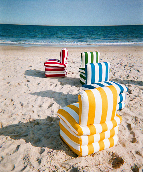 the pillow chair by ash NYC evokes the summertime mood of the italian riviera