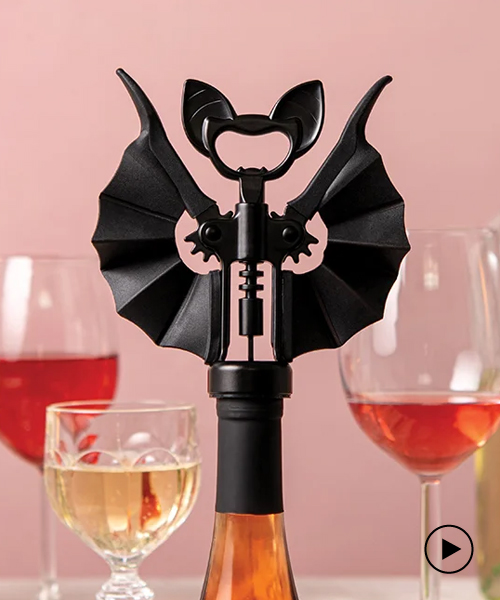 this bat-shaped corkscrew by OTOTO takes flight at wine o'clock