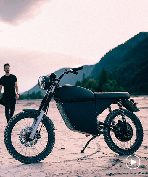 the BLACKTEA electric moped combines vintage design with off-road performance