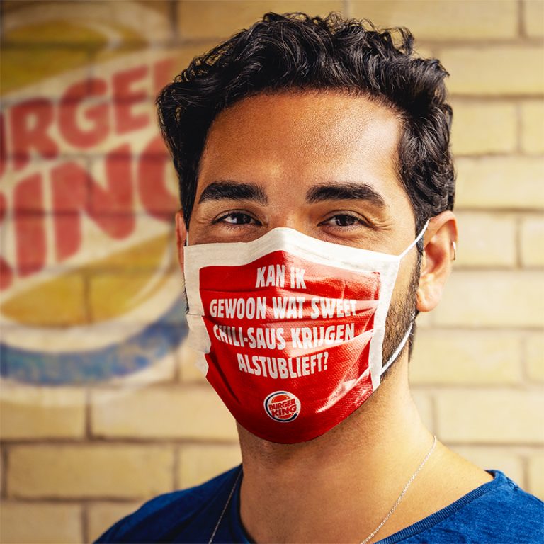 burger king prints face masks with the customer's order on it