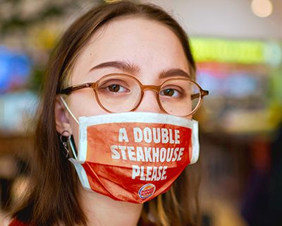 burger king prints face masks with the customer's order on it