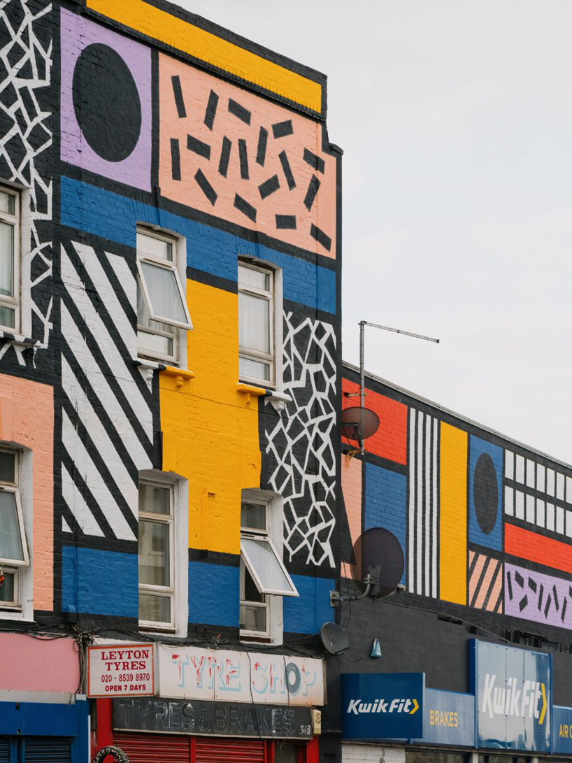 camille walala brightens the streets of east london with completed mural 'walala parade'