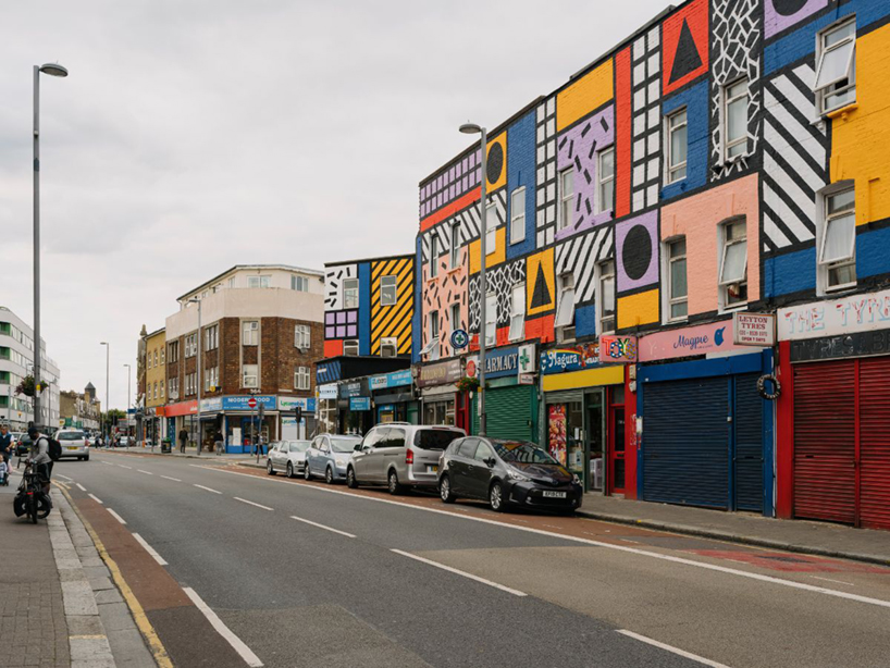 camille walala brightens the streets of east london with completed mural 'walala parade'