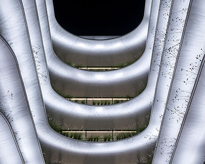 danilof studio illuminates urban office campus in athens in cool white light