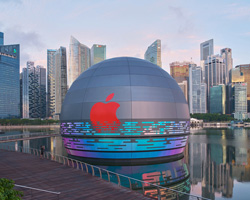 apple's floating, spherical store at marina bay sands, singapore, revealed in photos