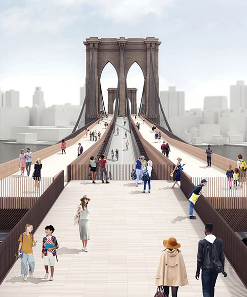 hyuntek yoon rethinks the brooklyn bridge with elevated pedestrian and bike paths