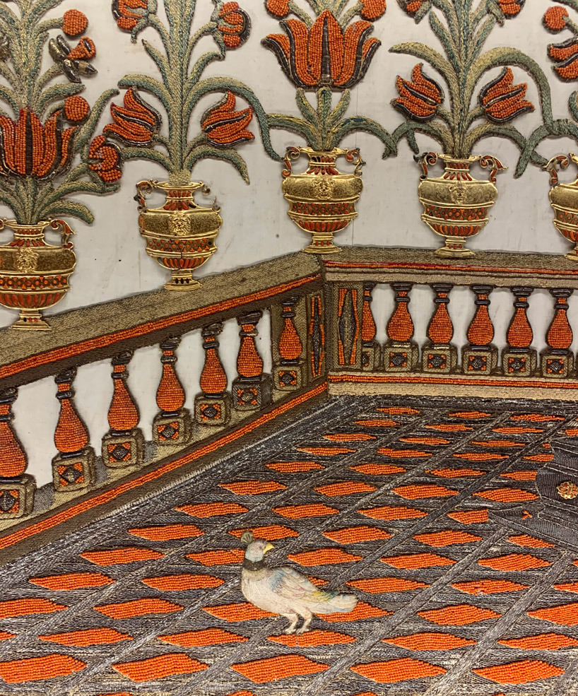 baroque architecture in silver and coral