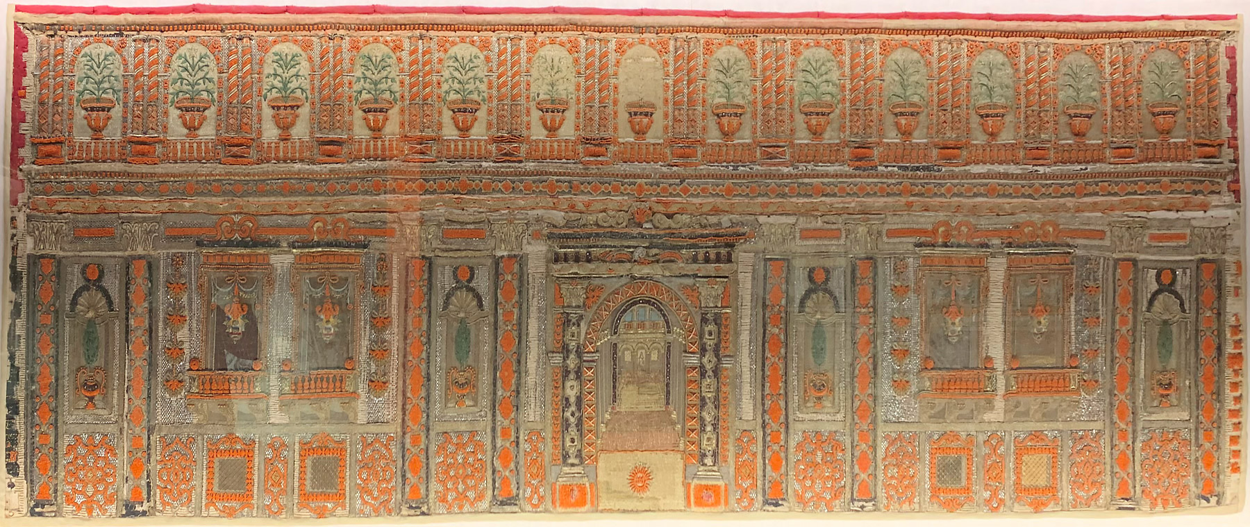 baroque architecture in silver and coral