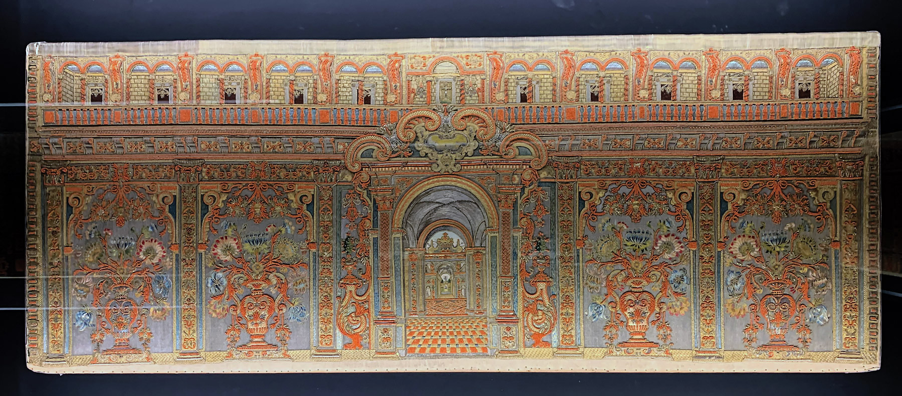 baroque architecture in silver and coral