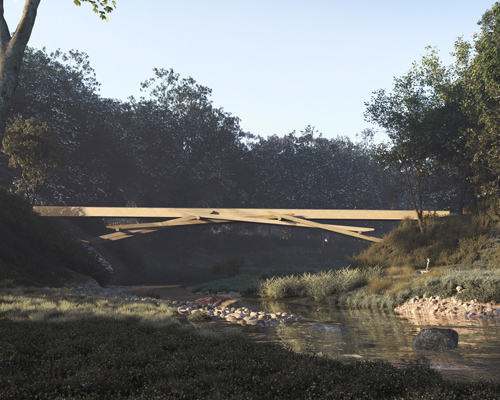 luca poian envisions self-supporting timber footbridge at parco del lura