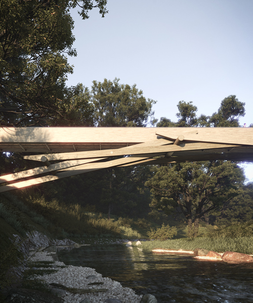 luca poian envisions self-supporting timber footbridge at parco del lura
