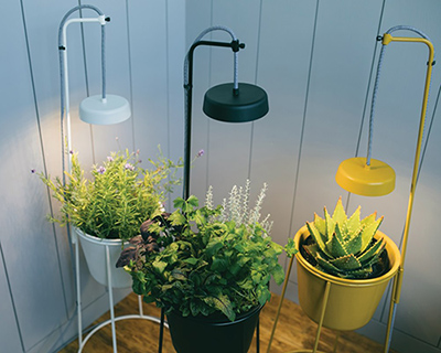 the uplift planter by modern sprout is an elevated plant stand with app-enabled grow light