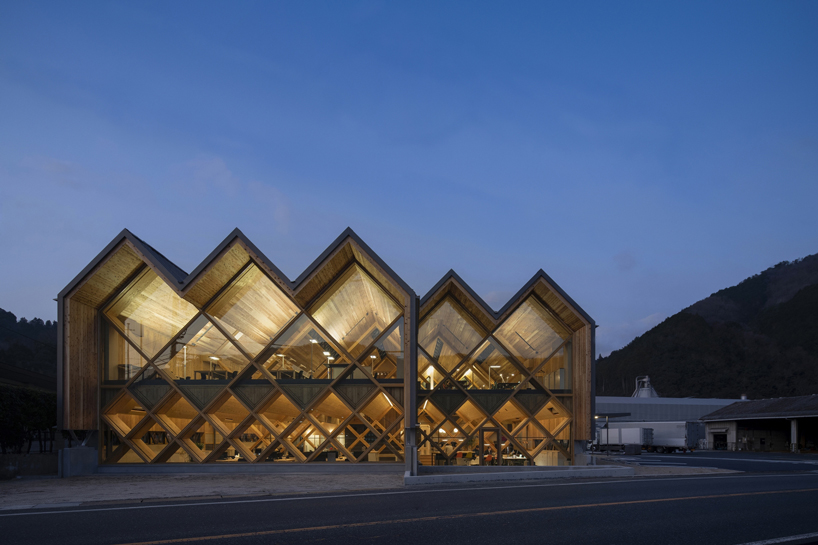 NKS architects designs an office in japan using criss-crossing timber designboom