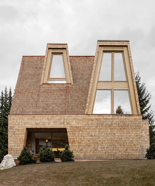 pedevilla architects clads alpine family residence in hand-split larch shingles in south tyrol