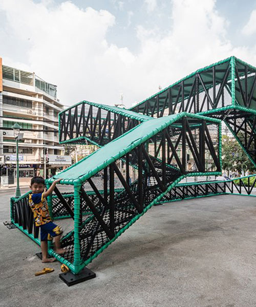 playground structures with flexible net surfaces revitalize leftover spaces of bangkok