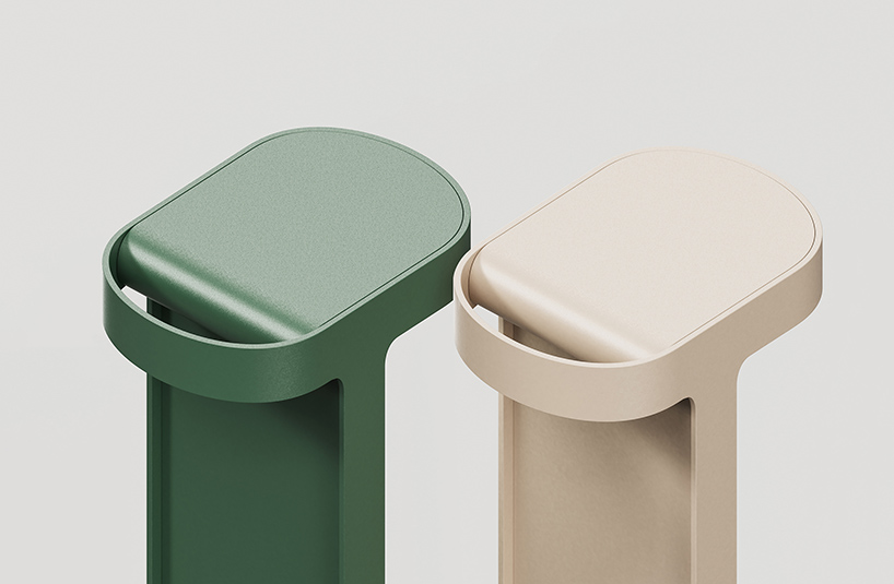 the recto lamp by lee yunjae intersects two planes to create a board and a tray