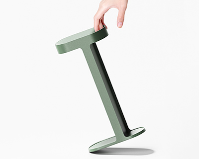 the recto lamp by lee yunjae intersects two planes to create a board and a tray