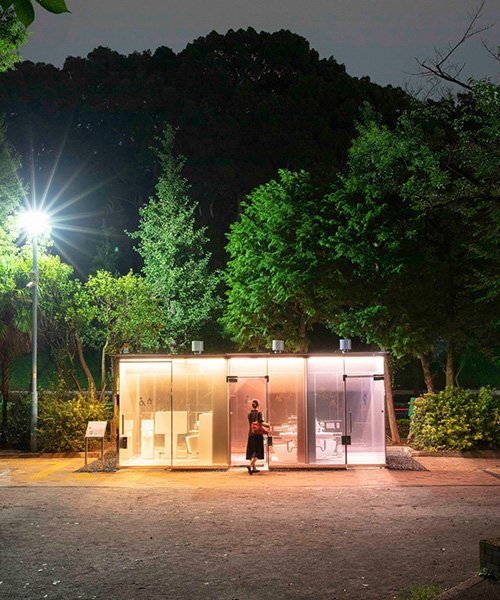 shigeru ban's tokyo toilets feature an exterior glass that turns opaque when locked