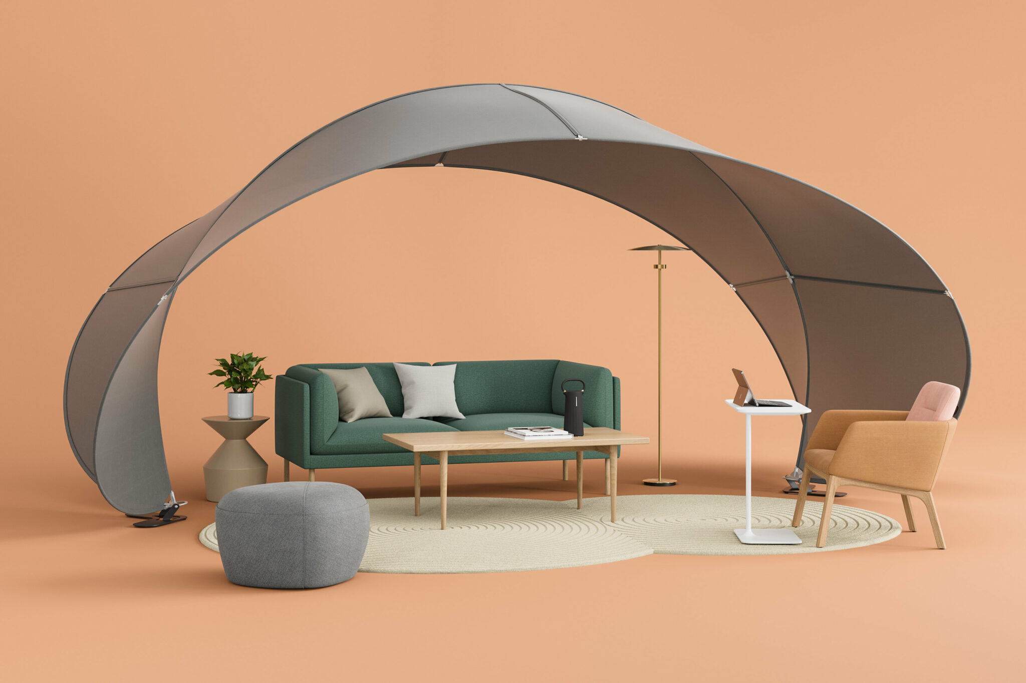 steelcase sets up cozy comfort in the office with two work tents