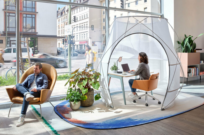 steelcase sets up cozy comfort in the office with two work tents