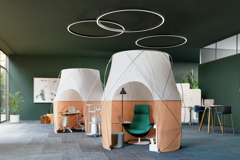 steelcase creates comfortable comfort in the office with two work tents
