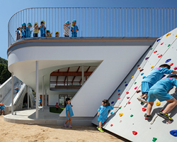 in fukushima, aisaka architects builds 'tesoro nursery' as a structure meant for play