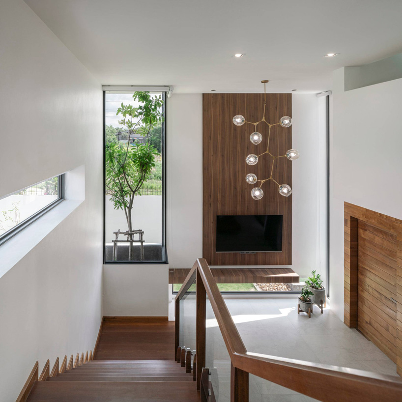TOUCH architect inserts glass voids for growing trees in the 'stack-cube' house in thailand