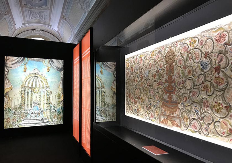 imaginary baroque architecture spaces in silk and coral