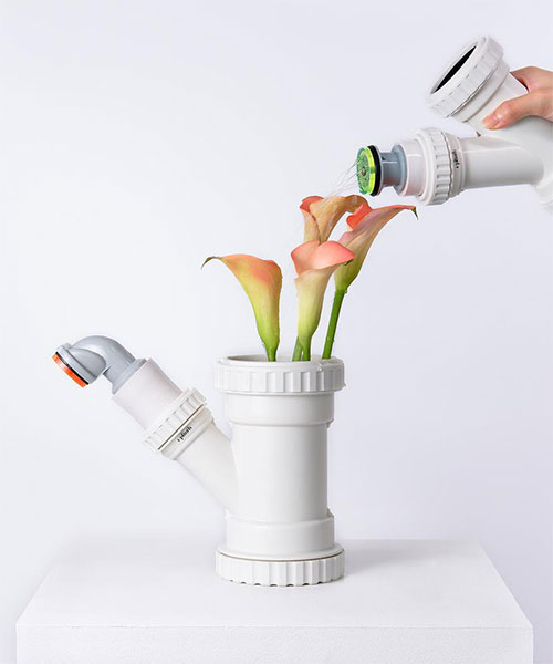 'watering branch' by 1/plinth studio is a gardening tool made out of plumbing parts