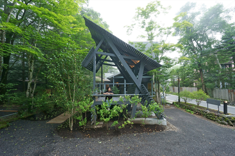 yuji tanabe completes flexible office spaces with a multifaceted folly in karuizawa, japan
