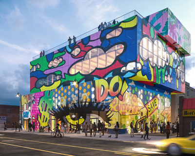 'glass mural' by MVRDV will preserve and promote the street art of detroit