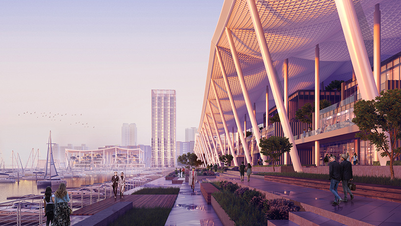 SOM plans zhuhai's 'jiuzhou bay' neighborhood with modular canopies + supertall skyscraper