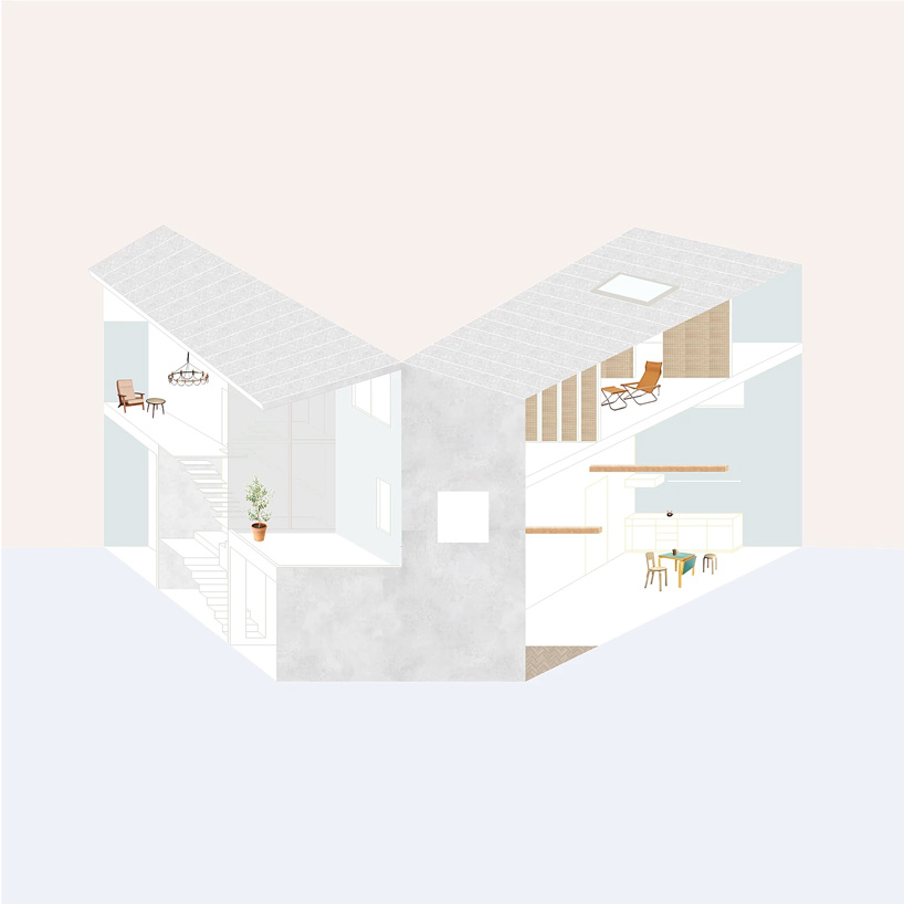 atelierco architects splits 'brass house' in tokyo in two symmetrical halves