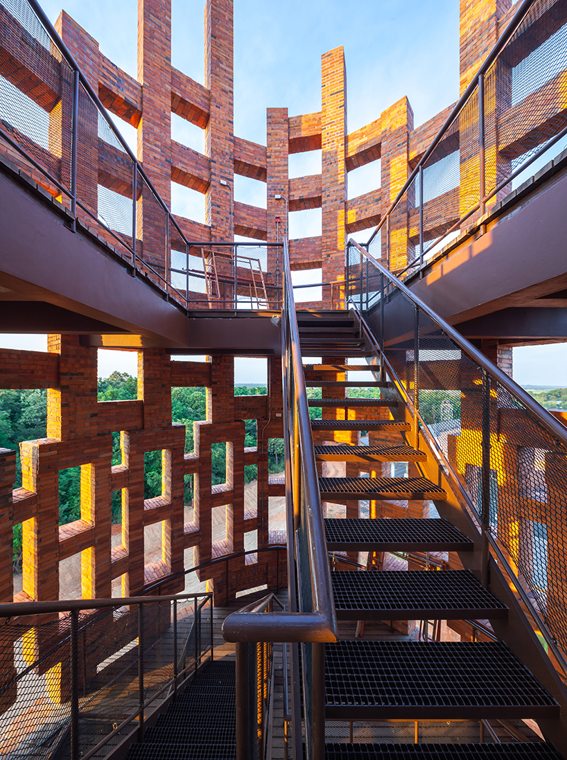 bangkok project studio builds brick observation tower at 'elephant world' in thailand