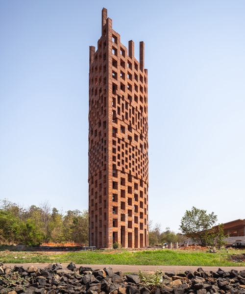 bangkok project studio builds brick observation tower at 'elephant world' in thailand