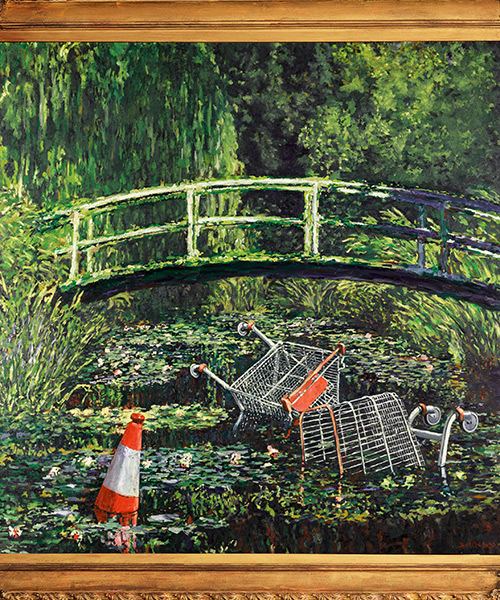 banksy's rebellious adaptation of claude monet masterpiece up for auction at sotheby's