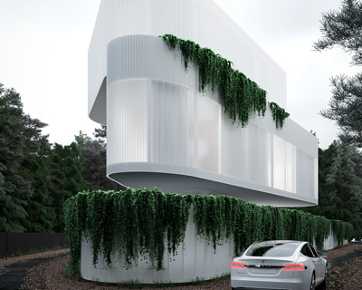 buro511 imagines its villa X as a stack of rounded, glowing volumes